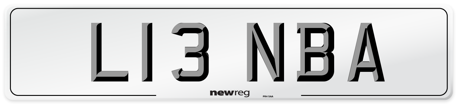 L13 NBA Number Plate from New Reg